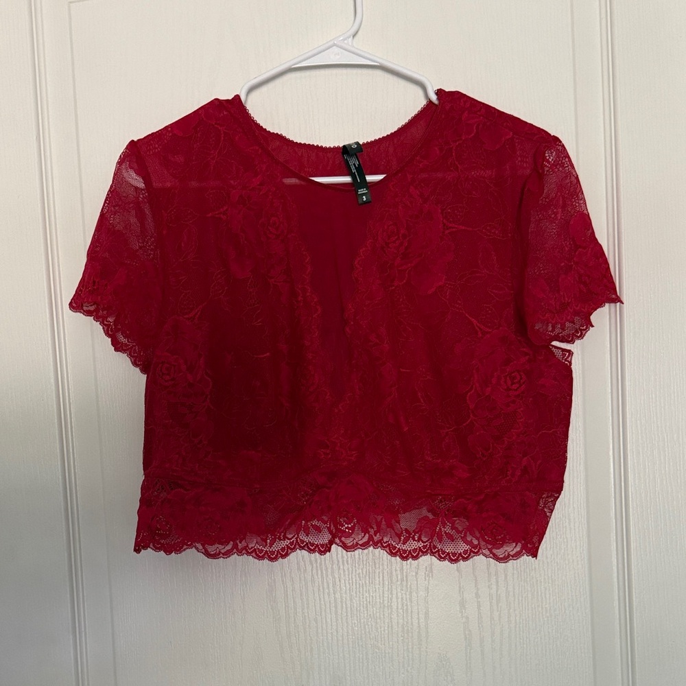 Elegant Red Lace Crop Top Torrid Plus Size 3